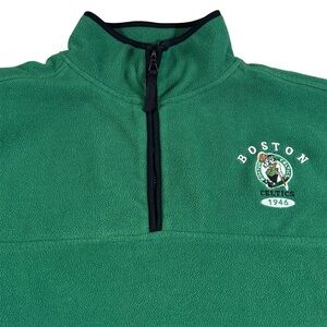 Vintage Y2k Boston Celtics NBA Quarter Zip Fleece Pullover Green Mens Size Large